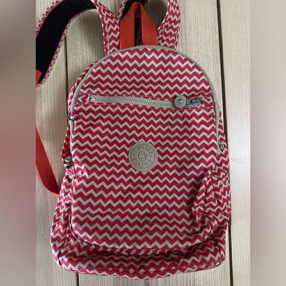 Kipling Handbags - Kipling Seoul Small Backpack red and white zig zag pattern - OS